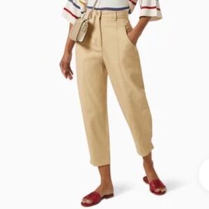 Marella by Max Mara Agora High Rise Ankle Pants 8 Beige Cotton Utility Stretch